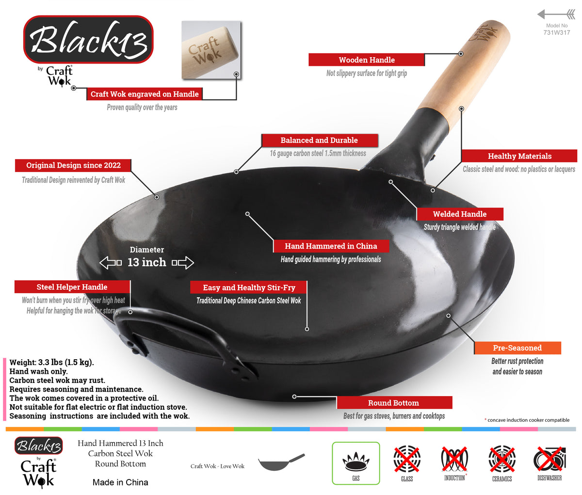 De Buyer - Mineral B Stalen Wok 28 cm met Houten Handvat - Les Secrets du Chef De Buyer - Mineral B Stalen Wok 28 cm met Houten Handvat - Les Secrets du Chef